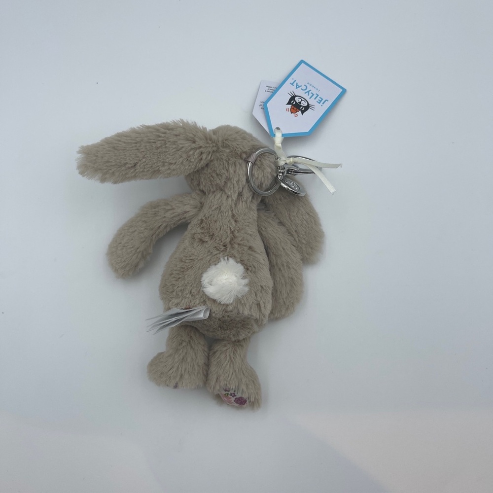 BNWT NEW JellyCat Plush Rabbit Blossom Beige Bunny petal Bag Charm 2025 keychain - Picture 3 of 9